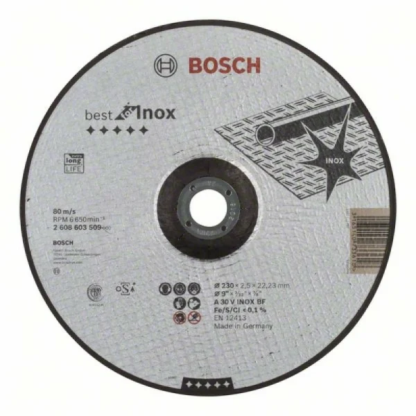 Отрезной круг выпуклый Best for Inox A 30 V INOX BF 230x2,5 мм Bosch 2608603509