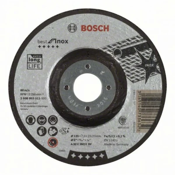 Обдирочный круг выпуклый Best for Inox A 30 V INOX BF 125x7,0 мм Bosch 2608603511