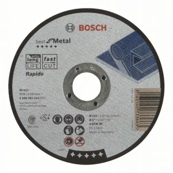 Отрезной круг прямой Best for Metal, Rapido A 60 W BF 125x1,0 мм Bosch 2608603514