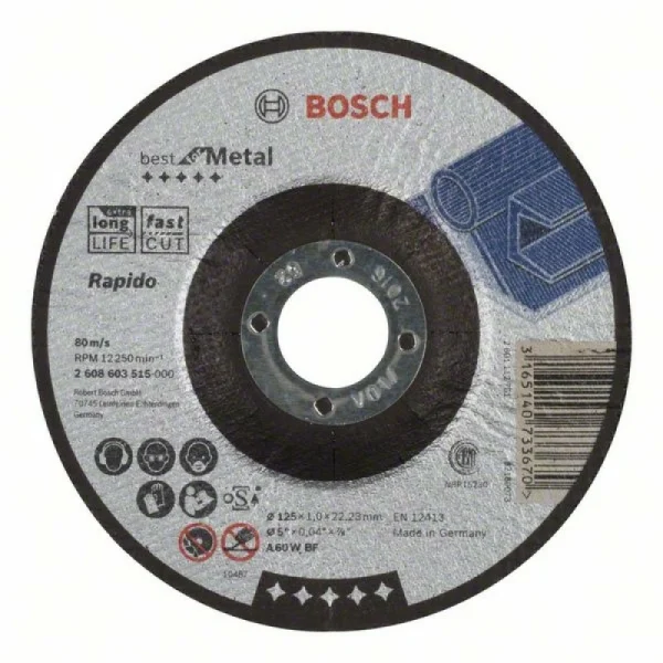 Отрезной круг выпуклый Best for Metal, Rapido A 60 W BF 125x1,0 мм Bosch 2608603515