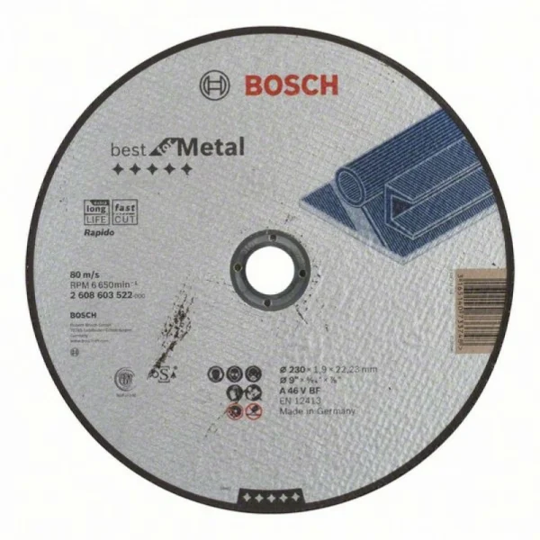 Отрезной круг прямой Best for Metal, Rapido A 46 V BF 230x1,9 мм Bosch 2608603522