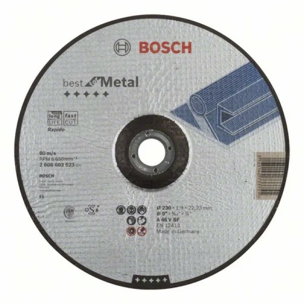 Отрезной круг выпуклый Best for Metal, Rapido A 46 V BF 230x1,9 мм Bosch 2608603523