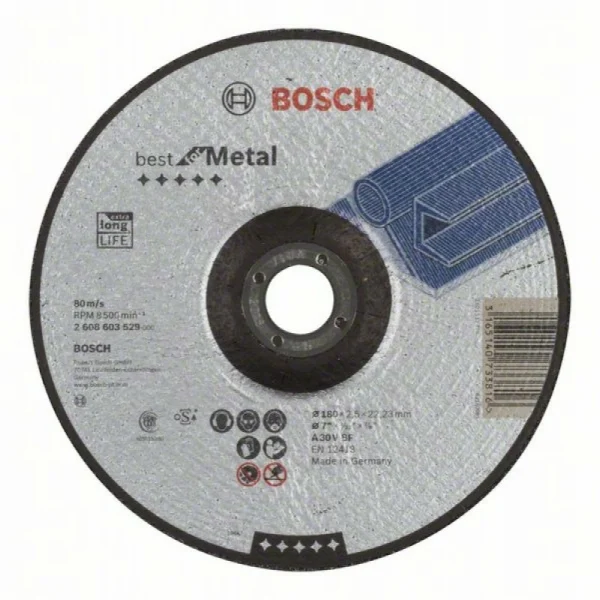 Отрезной круг выпуклый Best for Metal A 30 V BF 180x2,5 мм Bosch 2608603529