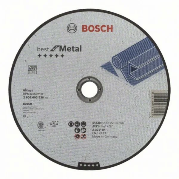 Отрезной круг прямой Best for Metal A 30 V BF 230x2,5 мм Bosch 2608603530