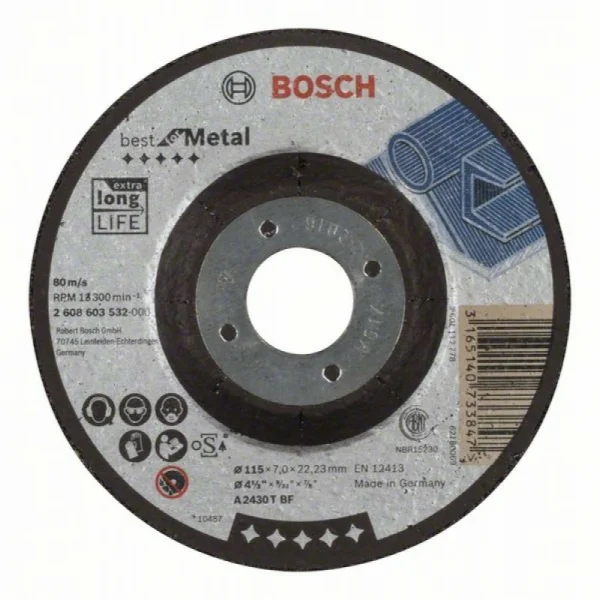 Обдирочный круг выпуклый Best for Metal A 2430 T BF 115x7,0 мм Bosch 2608603532