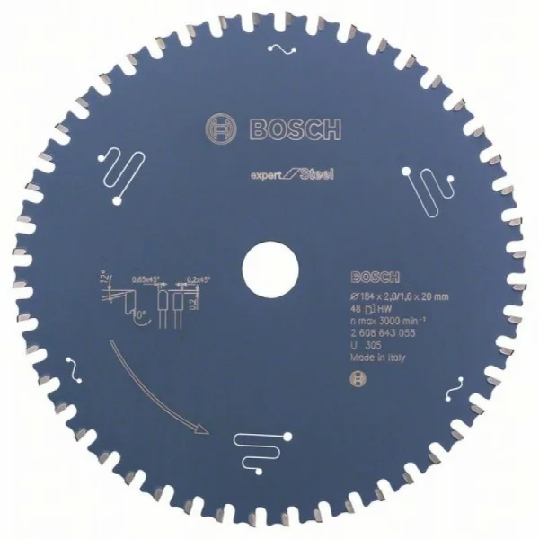 Пильный диск Expert for Steel 184x20x2,0 мм, 48 Bosch 2608643055