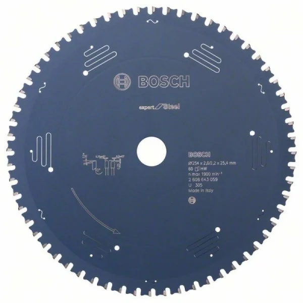 Пильный диск Expert for Steel 254x25,4x2,6 мм, 60 Bosch 2608643059