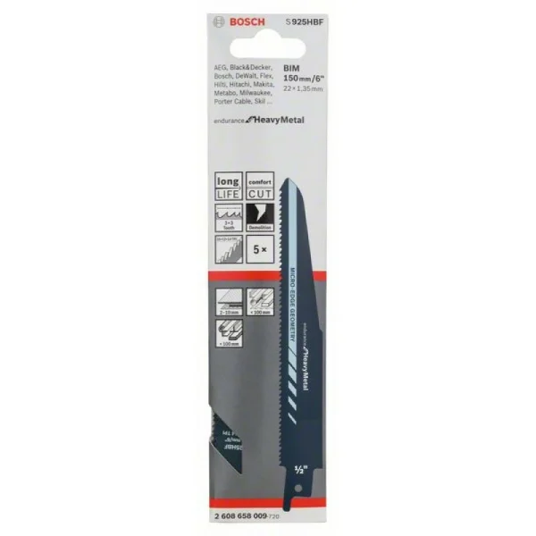 Пильное полотно S 925 HBF Endurance for Heavy Metal Bosch 2608658009 — изображение 2