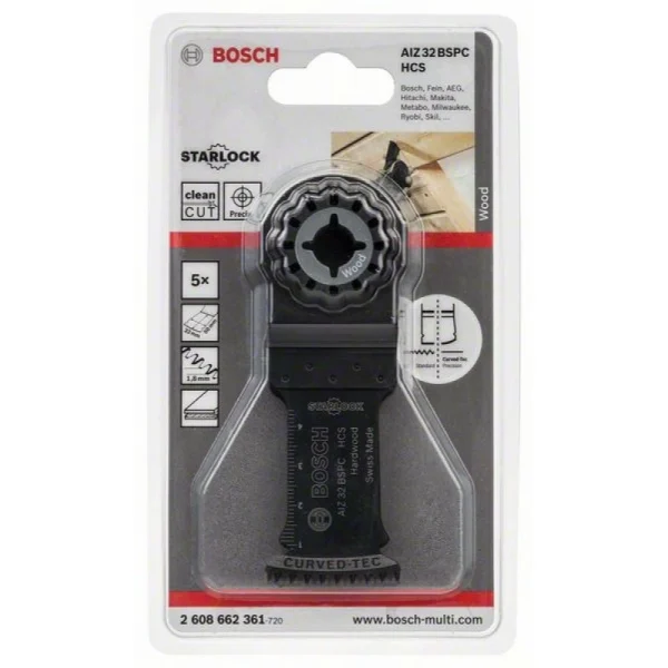 Погружное пильное полотно HCS AIZ 32 BSPC Hard Wood 50x32 мм Bosch 2608662361 — изображение 2