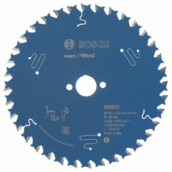 Пильный диск Expert for Wood 160x20x2,6 мм, 36 Bosch 2608644020