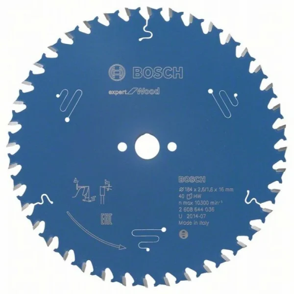 Пильный диск Expert for Wood 184x16x2,6 мм, 40 Bosch 2608644036
