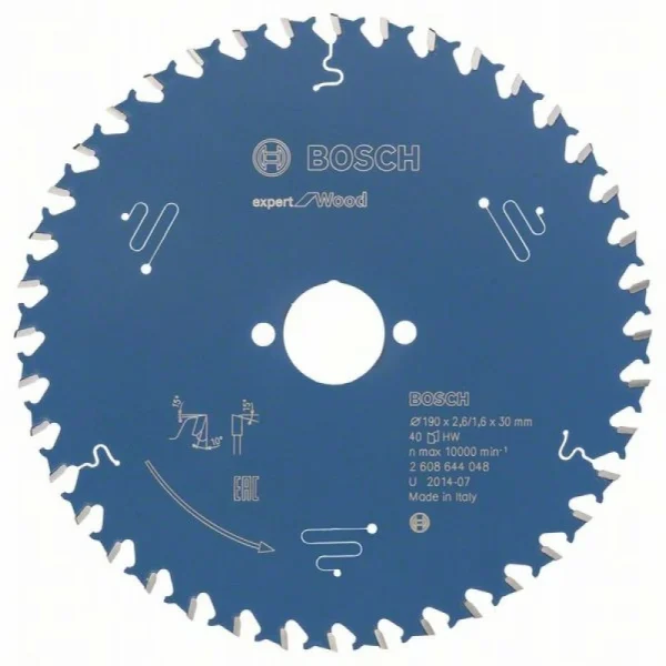 Пильный диск Expert for Wood 190x30x2,6 мм, 40 Bosch 2608644048