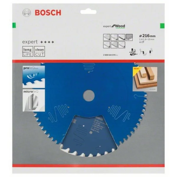 Пильный диск Expert for Wood 216x30x2,4 мм, 40 Bosch 2608644079 — изображение 2
