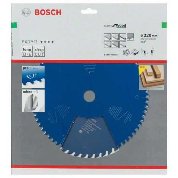 Пильный диск Expert for Wood 220x30x2,6 мм, 48 Bosch 2608644088 — изображение 2