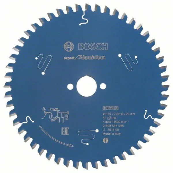 Пильный диск Expert for Aluminium 165x20x2,6 мм, 52 Bosch 2608644095