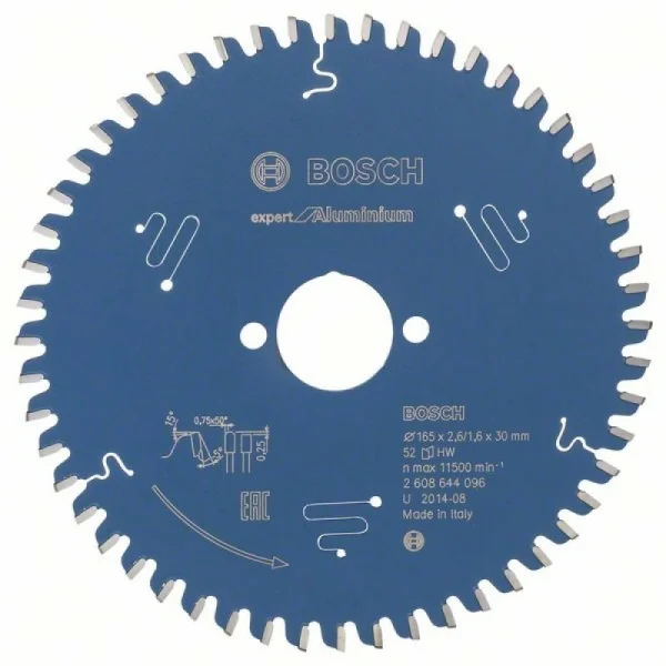 Пильный диск Expert for Aluminium 165x30x2,6 мм, 52 Bosch 2608644096