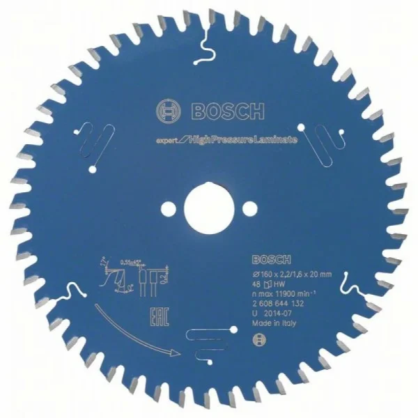 Пильный диск Expert for High Pressure Laminate 160x20x2,2 мм, 48 Bosch 2608644132