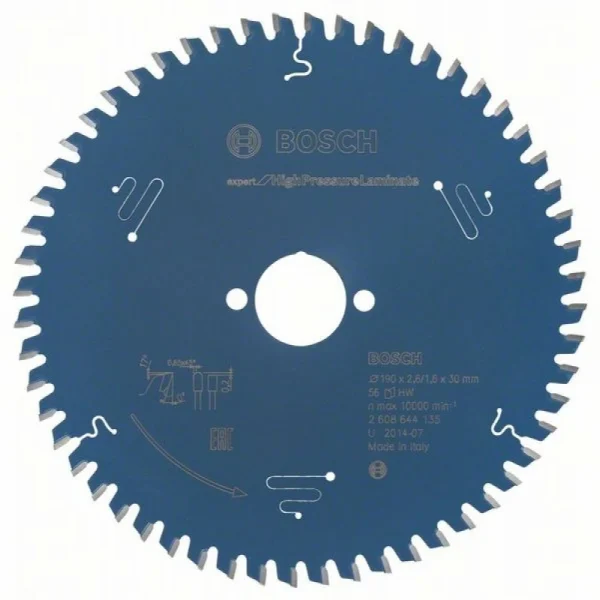 Пильный диск Expert for High Pressure Laminate 190x30x2,6 мм, 56 Bosch 2608644135