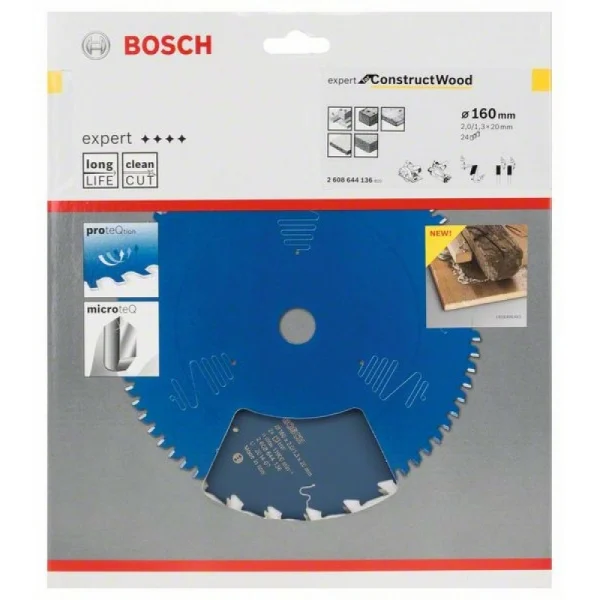 Пильный диск Expert for Construct Wood 160x20x2,0 мм, 24 Bosch 2608644136 — изображение 2