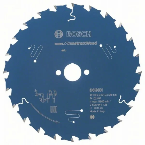 Пильный диск Expert for Construct Wood 160x20x2,0 мм, 24 Bosch 2608644136