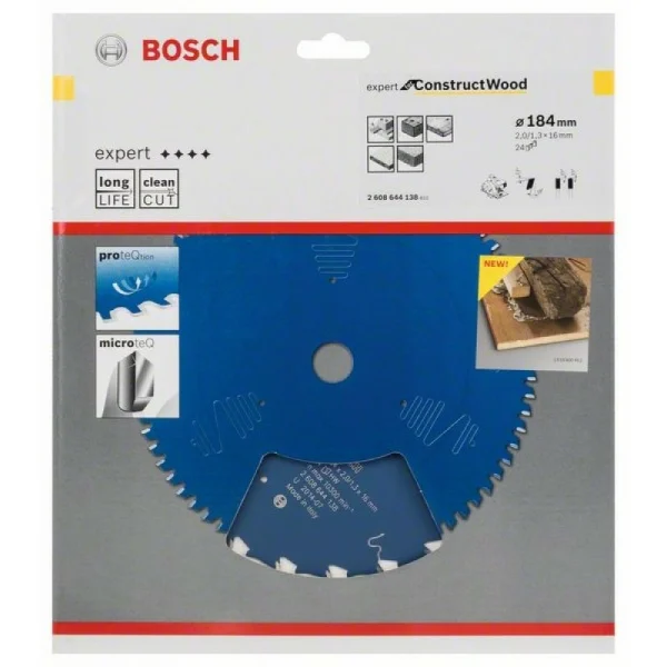 Пильный диск Expert for Construct Wood 184x16x2,0 мм, 24 Bosch 2608644138 — изображение 2