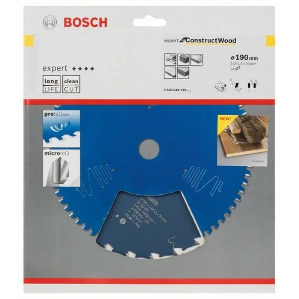 Пильный диск Expert for Construct Wood 190x30x2,0 мм, 24 Bosch 2608644139 — изображение 2
