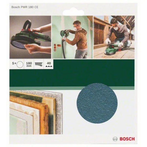 Шлифлисты PWR 180мм K40 180, 40 Bosch 2609256D36 — изображение 2