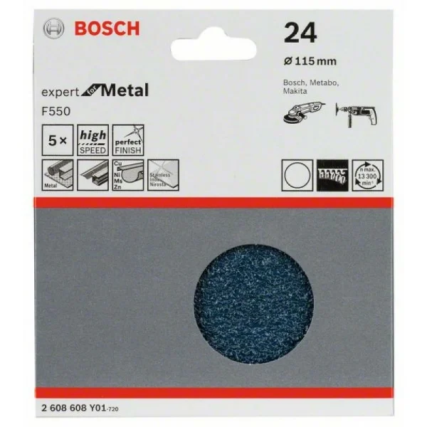 Шлифлист F550, в упаковке 5шт. 115 мм, 24 Bosch 2608608Y01 — изображение 2