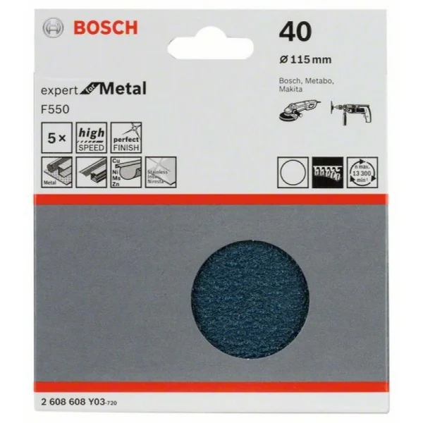 Шлифлист F550, в упаковке 5шт. 115 мм, 40 Bosch 2608608Y03 — изображение 2