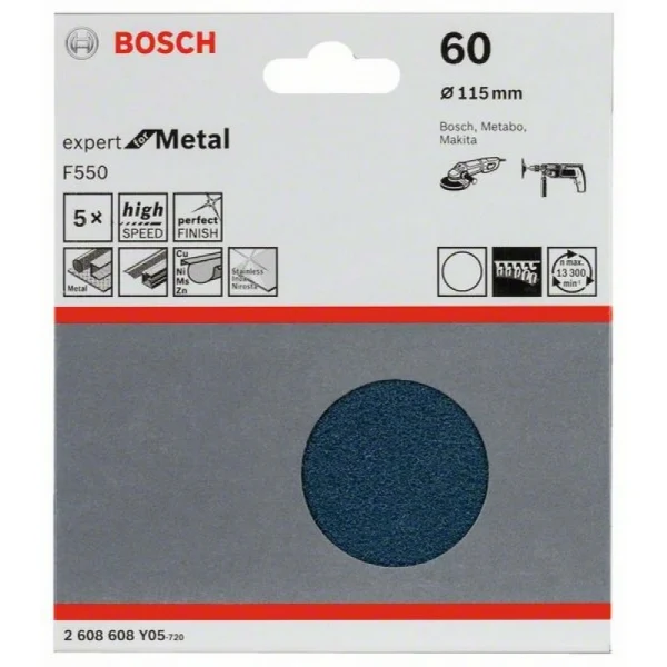 Шлифлист F550, в упаковке 5шт. 115 мм, 60 Bosch 2608608Y05 — изображение 2