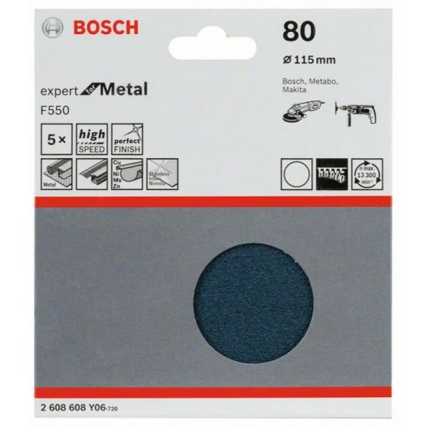 Шлифлист F550, в упаковке 5шт. 115 мм, 80 Bosch 2608608Y06 — изображение 2