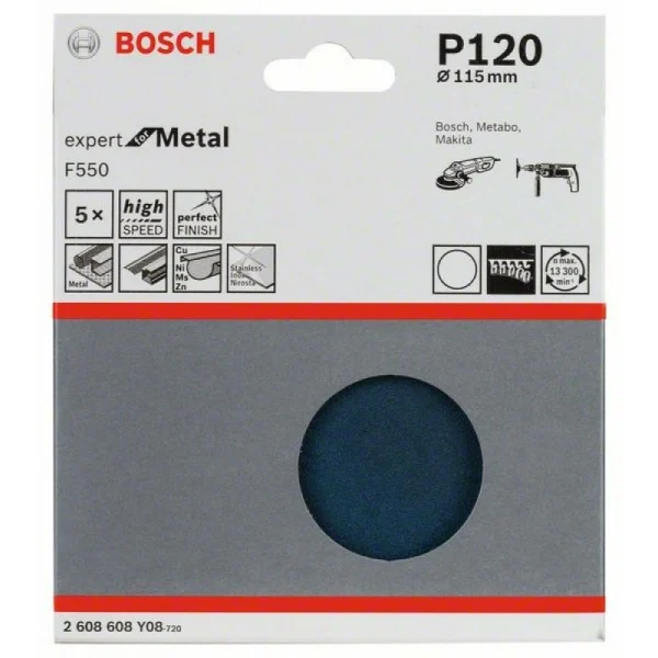 Шлифлист F550, в упаковке 5шт. 115 мм, 120 Bosch 2608608Y08 — изображение 2