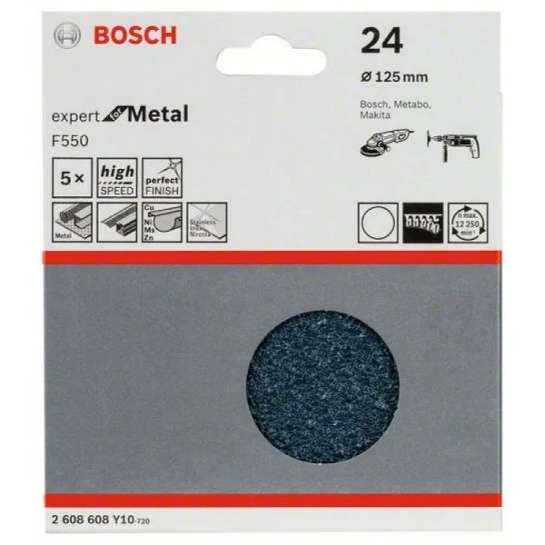 Шлифлист F550, в упаковке 5шт. 125 мм, 24 Bosch 2608608Y10 — изображение 2