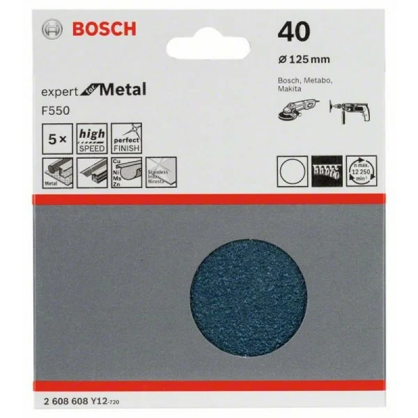 Шлифлист F550, в упаковке 5шт. 125 мм, 40 Bosch 2608608Y12 — изображение 2