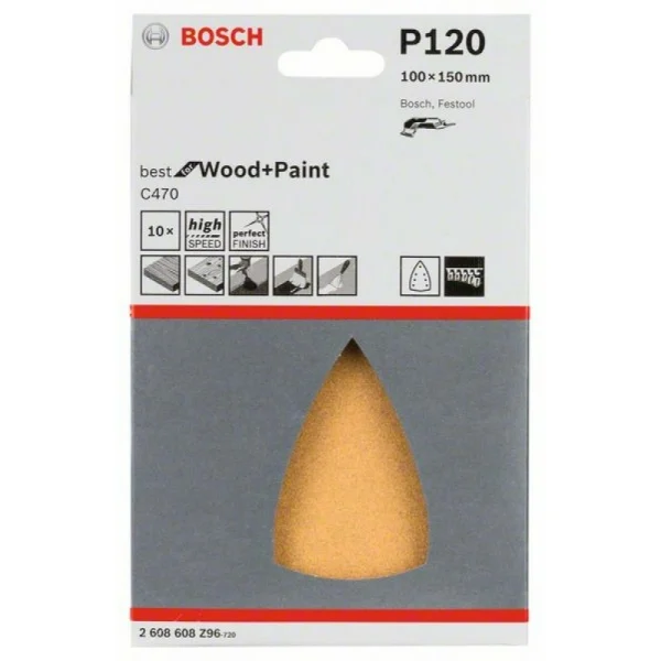 Шлифлист C470, в упаковке 10шт. 100x150 мм, 120 Bosch 2608608Z96 — изображение 2