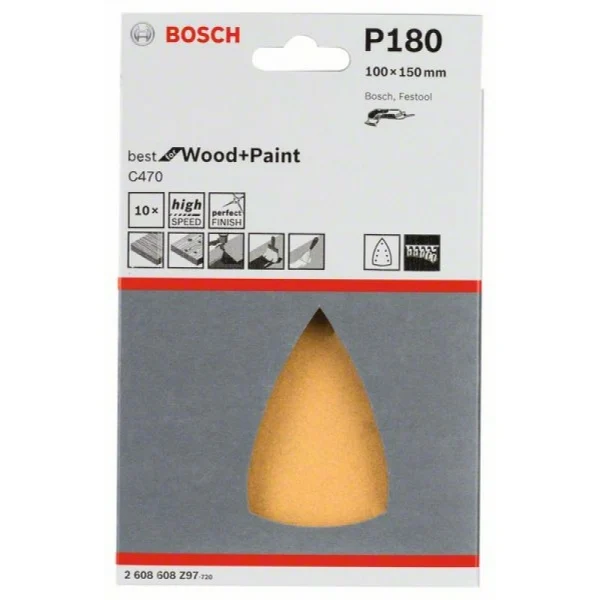 Шлифлист C470, в упаковке 10шт. 100x150 мм, 180 Bosch 2608608Z97 — изображение 2