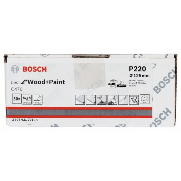 Шлифлист C470, в упаковке 50 шт. 125 мм, 220 Bosch 2608621001 — изображение 2