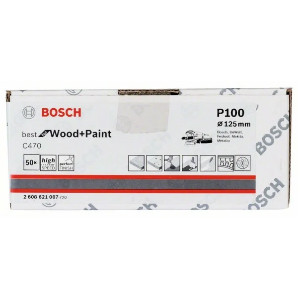 Шлифлист C470, в упаковке 50 шт. 125 мм, 100 Bosch 2608621007 — изображение 2