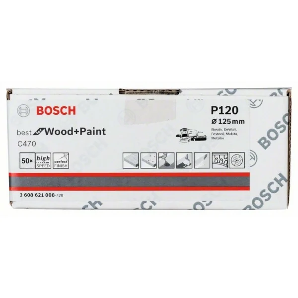 Шлифлист C470, в упаковке 50 шт. 125 мм, 120 Bosch 2608621008 — изображение 2