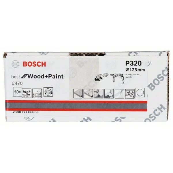 Шлифлист на бумажной основе C470, в упаковке 50шт. 125 мм, 320 Bosch 2608621044 — изображение 2