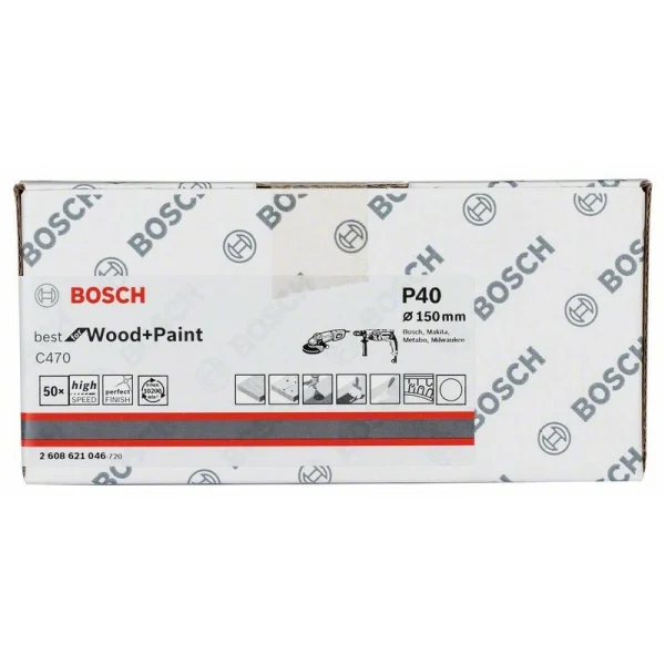 Шлифлист на бумажной основе C470, в упаковке 50шт. 150 мм, 40 Bosch 2608621046 — изображение 2