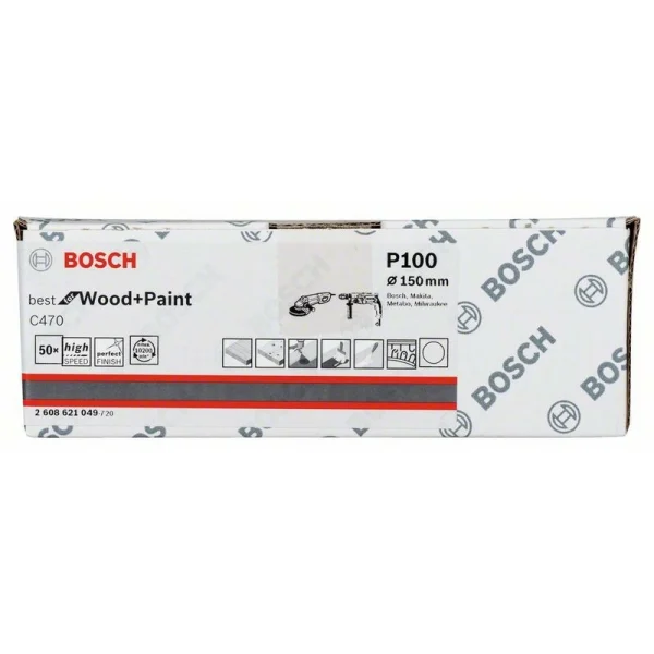 Шлифлист на бумажной основе C470, в упаковке 50шт. 150 мм, 100 Bosch 2608621049 — изображение 2