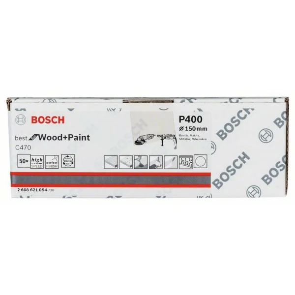 Шлифлист на бумажной основе C470, в упаковке 50шт. 150 мм, 400 Bosch 2608621054 — изображение 2