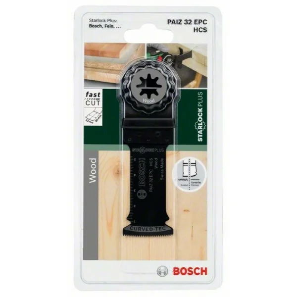 Погружное пильное полотно HCS PAIZ 32 EPC Wood 60x32 мм Bosch 2609256D55 — изображение 2