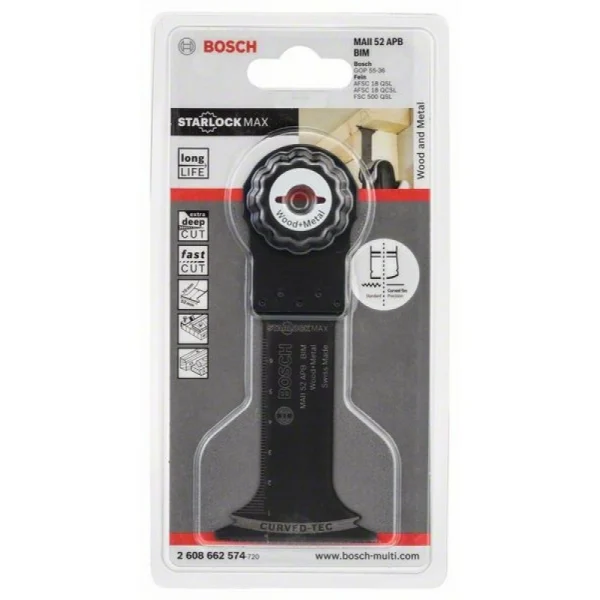 Погружное пильное полотно BIM MAII 52 APB Wood and Metal 52x70 мм Bosch 2608662574 — изображение 2