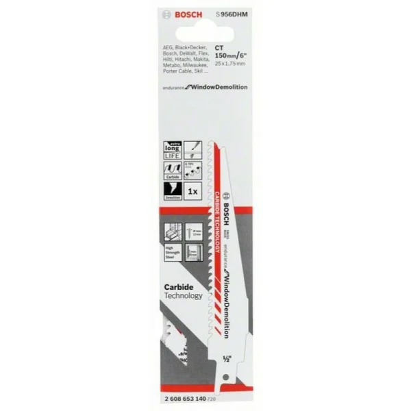 Сабельное полотно Carbide endurance for Window Demolition Bosch 2608653140 — изображение 2