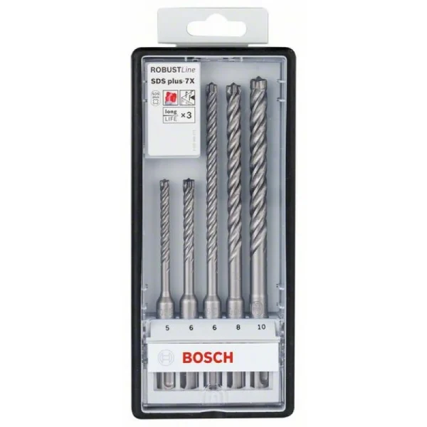 Набор буров SDS-plus-7X RobustLine 5 шт. (5; 6; 6; 8; 10 мм) Bosch 2608576199