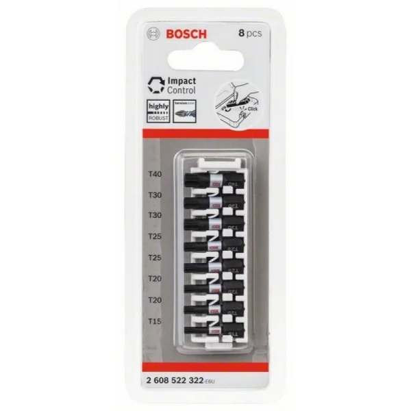Кассета ударных бит Impact Control 25 мм T15, T20 (2шт), T25 (2шт), T30 (2шт), T40 Bosch 2608522322 — изображение 2