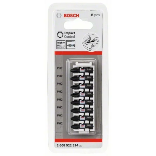 Кассета ударных бит Impact Control 25 ММ PH2 8 шт Bosch 2608522324 — изображение 2