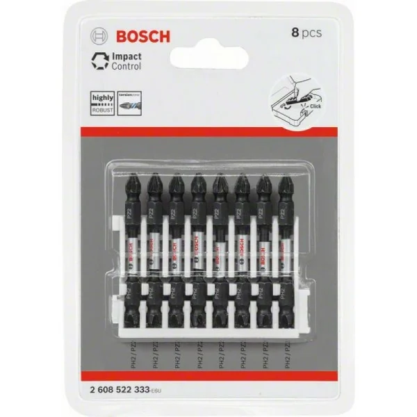 Кассета двусторонних ударных бит Impact Control 65 мм PH2/PZ2 8 шт Bosch 2608522333 — изображение 2